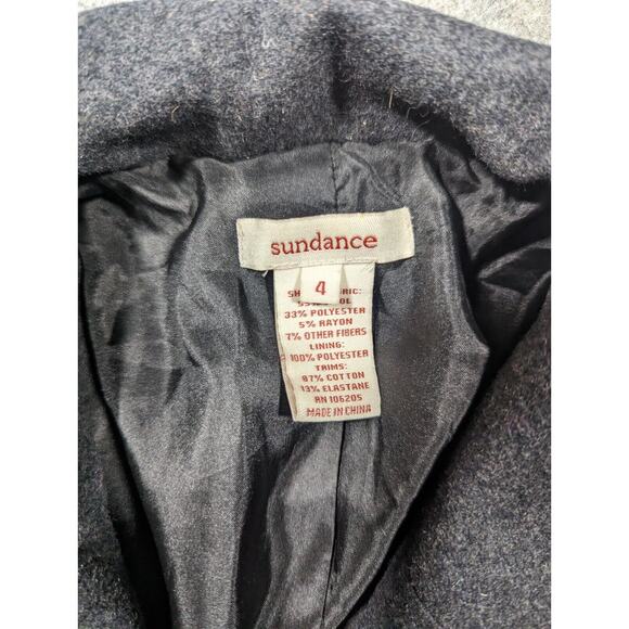 Sundance Size 4 Wool Blend Black Blue Gray Plaid Sweater Blazer Academia - Picture 3 of 8